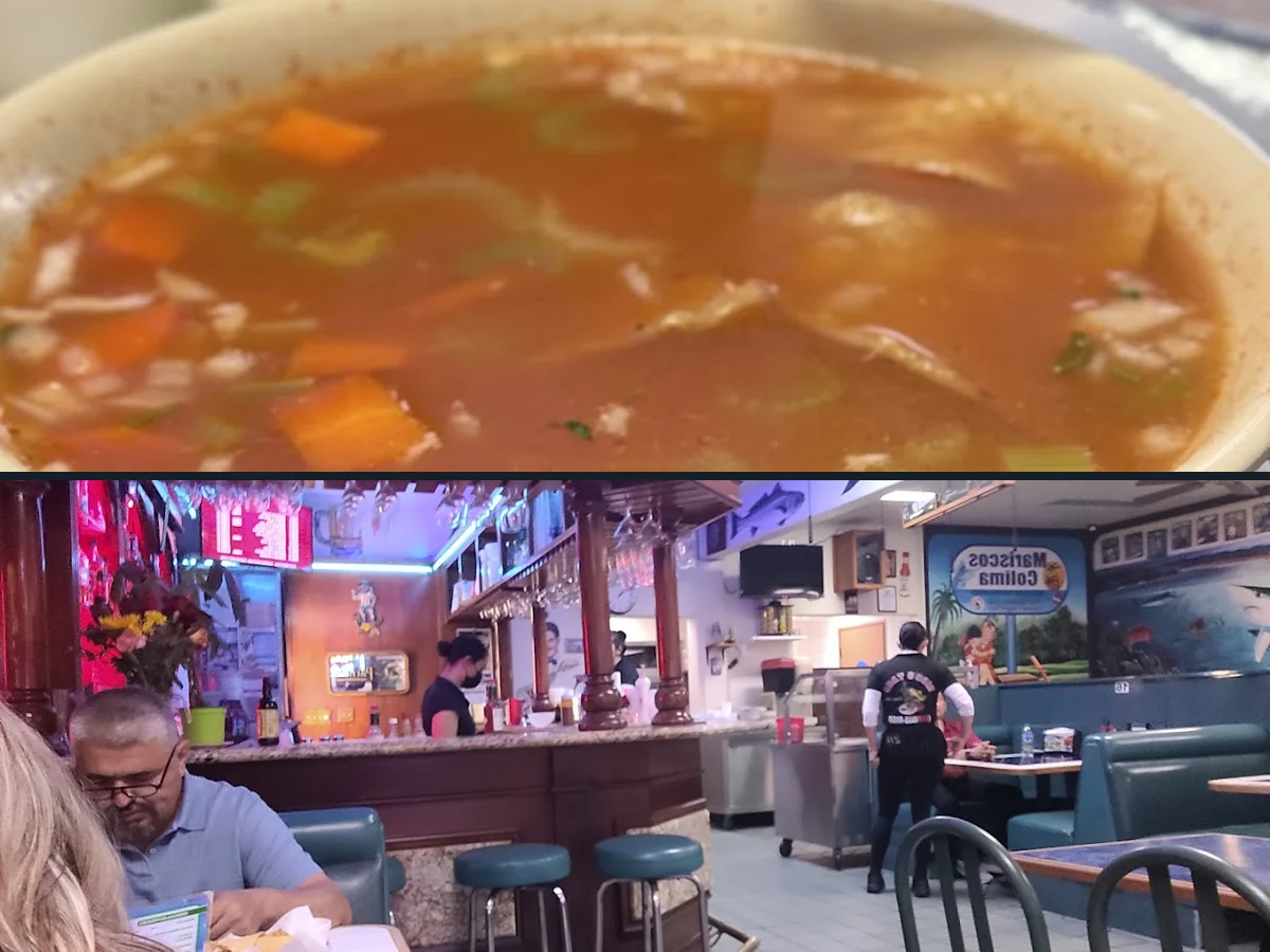 Fresh seafood served with chips and salsa